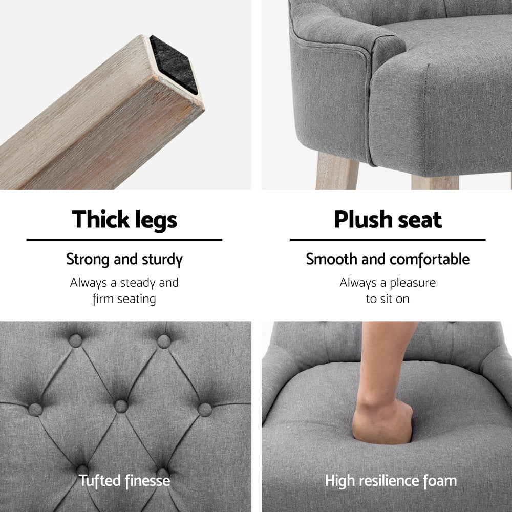 Dining Chairs Set of 4 Linen French Provincial Grey - Furniture > Dining > Kitchen & Dining Chairs - Rivercity House & Home Co. (ABN 18 642 972 209) - Affordable Modern Furniture Australia