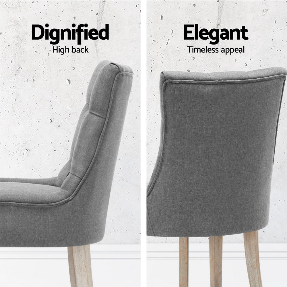 Dining Chairs Set of 4 Linen French Provincial Grey - Furniture > Dining > Kitchen & Dining Chairs - Rivercity House & Home Co. (ABN 18 642 972 209) - Affordable Modern Furniture Australia