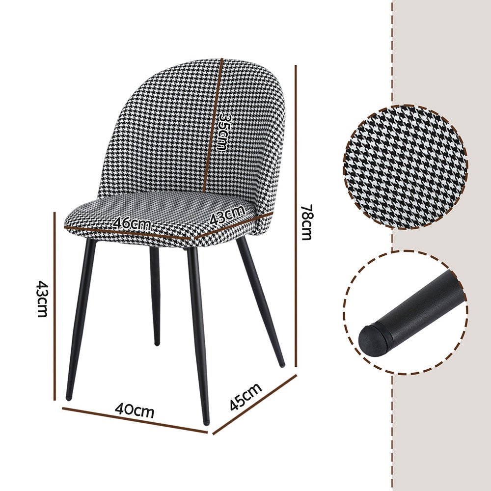 Dining Chairs Set of 4 Linen Solid Curved Houndstooth - Furniture > Dining > Kitchen & Dining Chairs - Rivercity House & Home Co. (ABN 18 642 972 209) - Affordable Modern Furniture Australia