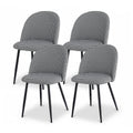 Set of 4 Dining Chairs with Linen Houndstooth Upholstery - Neutral