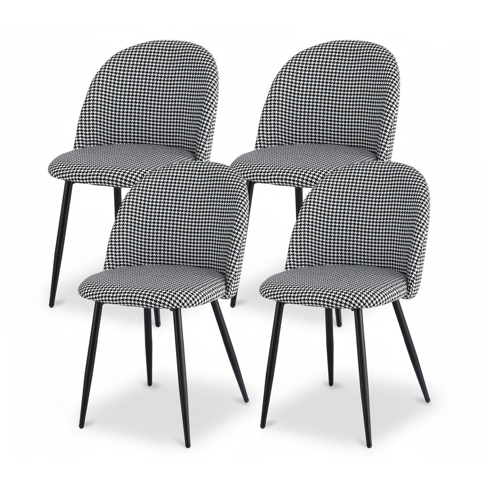 Dining Chairs Set of 4 Linen Solid Curved Houndstooth - Furniture > Dining > Kitchen & Dining Chairs - Rivercity House & Home Co. (ABN 18 642 972 209) - Affordable Modern Furniture Australia