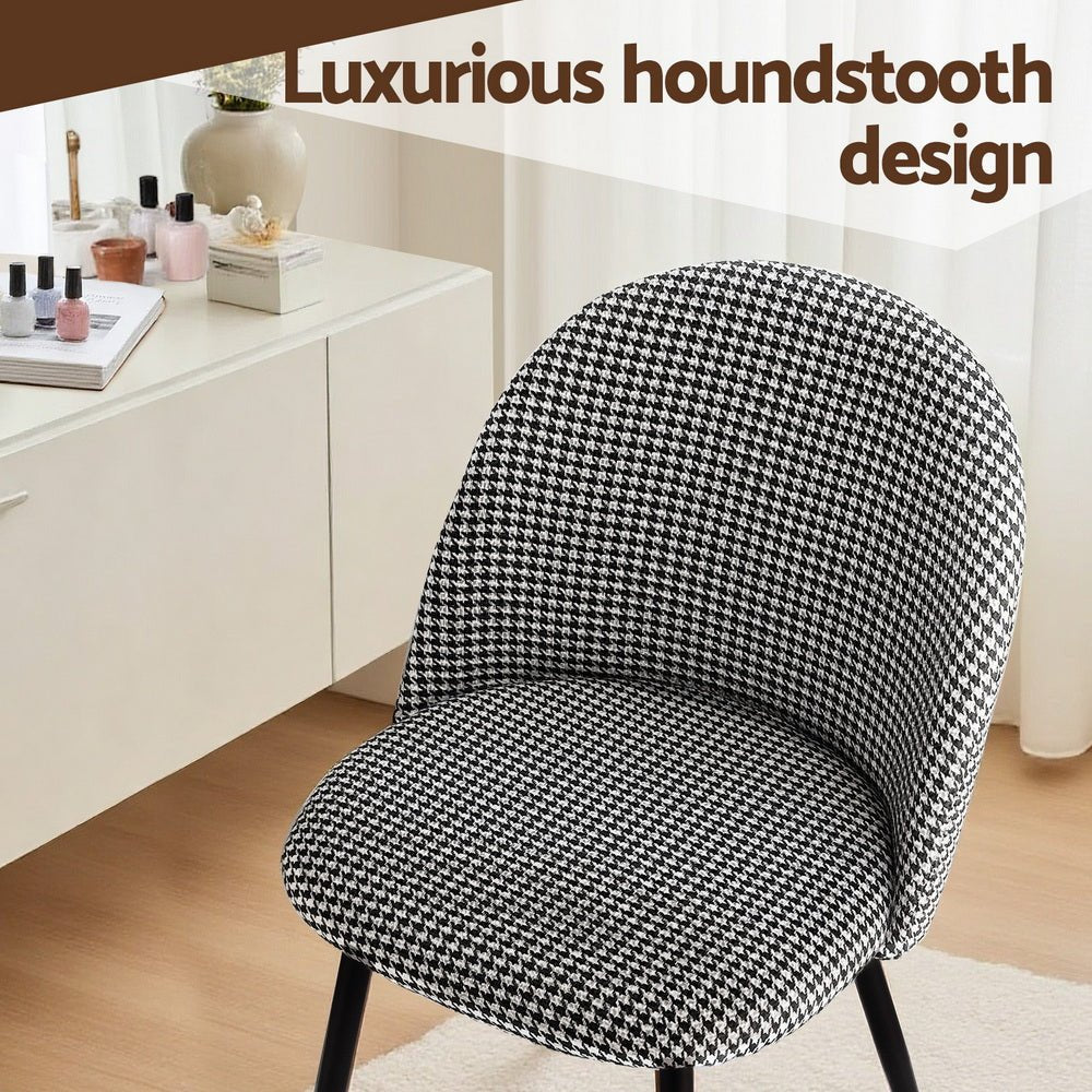 Dining Chairs Set of 4 Linen Solid Curved Houndstooth - Furniture > Dining > Kitchen & Dining Chairs - Rivercity House & Home Co. (ABN 18 642 972 209) - Affordable Modern Furniture Australia