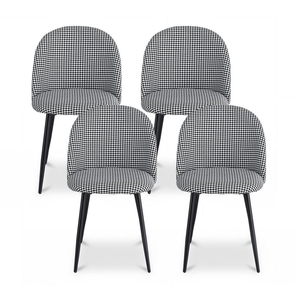 Dining Chairs Set of 4 Linen Solid Curved Houndstooth - Furniture > Dining > Kitchen & Dining Chairs - Rivercity House & Home Co. (ABN 18 642 972 209) - Affordable Modern Furniture Australia