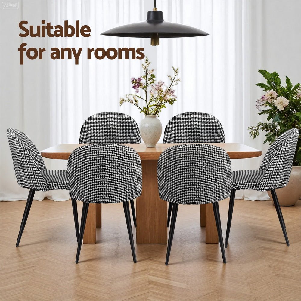 Dining Chairs Set of 4 Linen Solid Curved Houndstooth - Furniture > Dining > Kitchen & Dining Chairs - Rivercity House & Home Co. (ABN 18 642 972 209) - Affordable Modern Furniture Australia