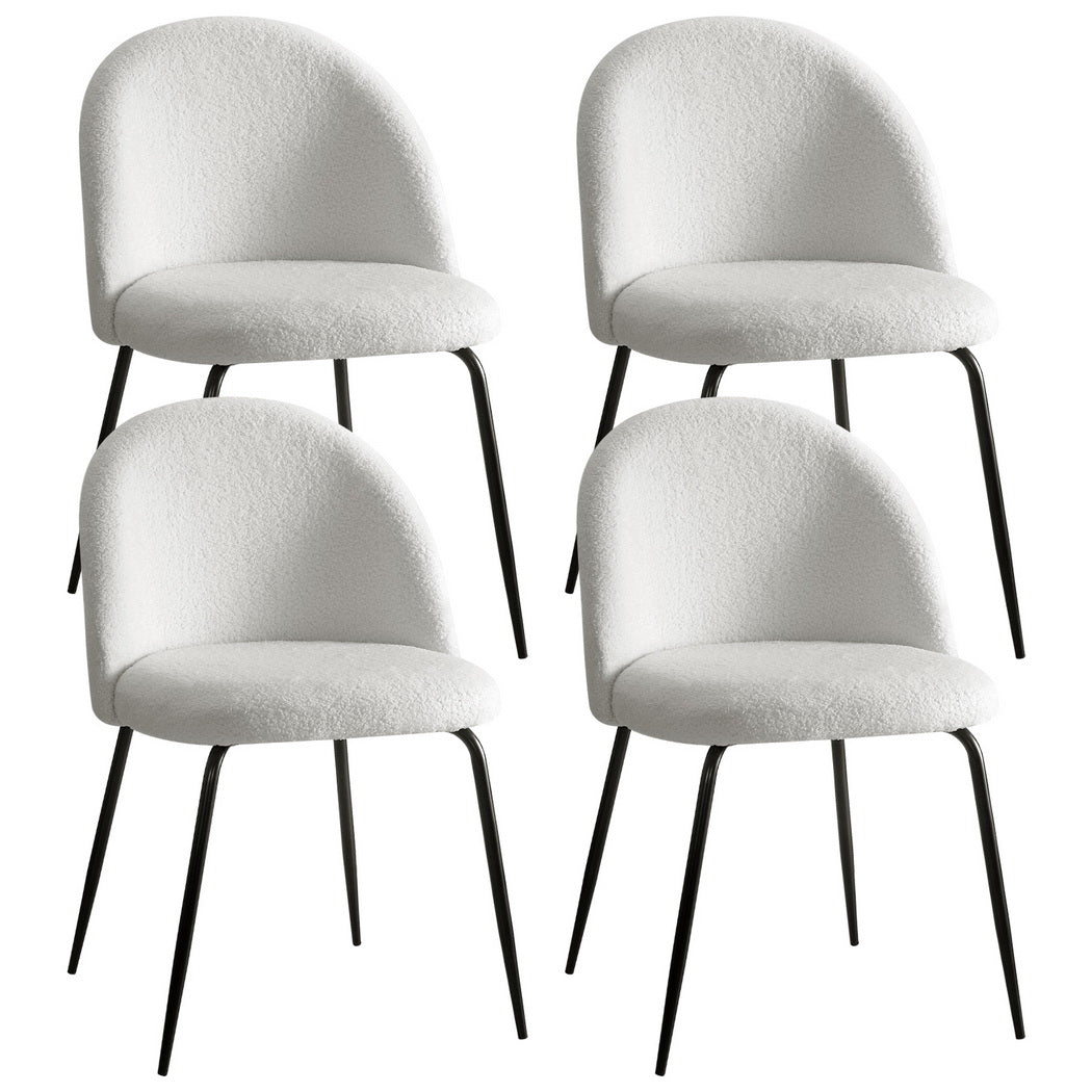 Dining Chairs Set of 4 Sherpa Boucle White - Furniture > Dining > Kitchen & Dining Chairs - Rivercity House & Home Co. (ABN 18 642 972 209) - Affordable Modern Furniture Australia