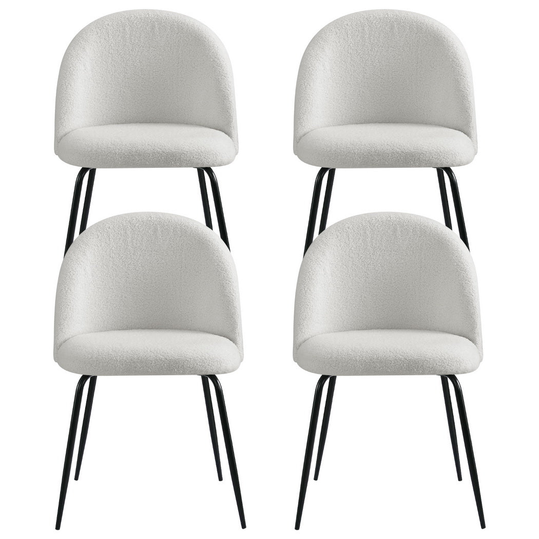 Dining Chairs Set of 4 Sherpa Boucle White - Furniture > Dining > Kitchen & Dining Chairs - Rivercity House & Home Co. (ABN 18 642 972 209) - Affordable Modern Furniture Australia