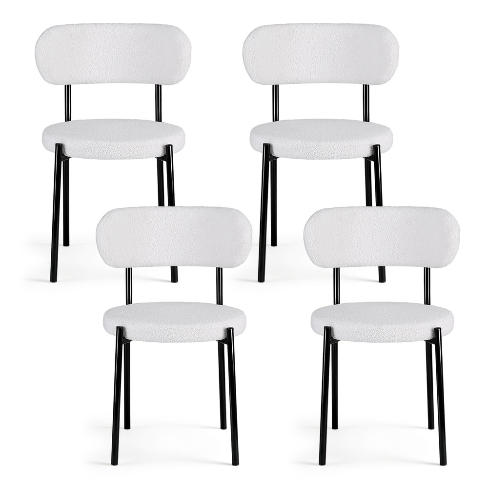 Dining Chairs Set of 4 Sherpa Boucle White - Furniture > Dining > Kitchen & Dining Chairs - Rivercity House & Home Co. (ABN 18 642 972 209) - Affordable Modern Furniture Australia