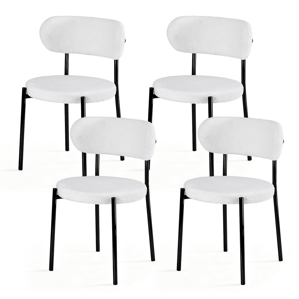 Dining Chairs Set of 4 Sherpa Boucle White - Furniture > Dining > Kitchen & Dining Chairs - Rivercity House & Home Co. (ABN 18 642 972 209) - Affordable Modern Furniture Australia