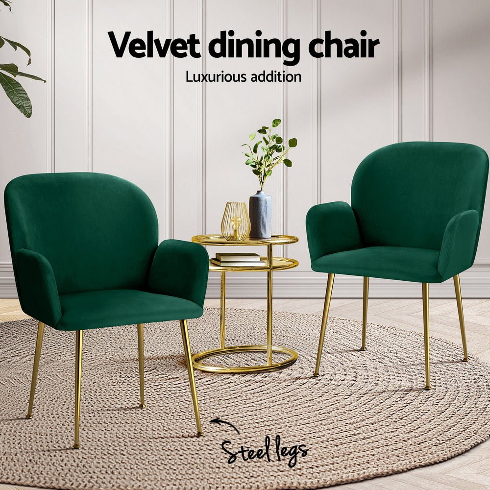 Dining Chairs Set of 4 Velvet Armchair Green - Furniture > Dining > Kitchen & Dining Chairs - Rivercity House & Home Co. (ABN 18 642 972 209) - Affordable Modern Furniture Australia