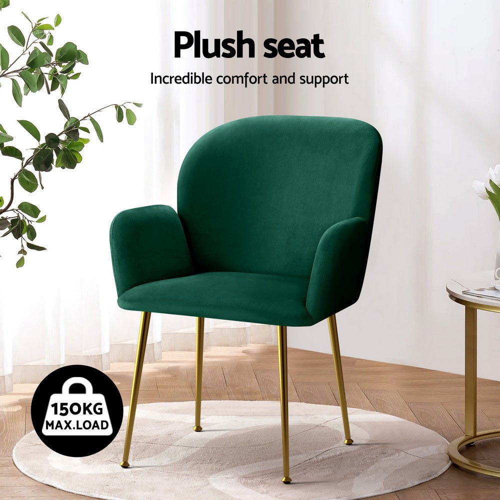 Dining Chairs Set of 4 Velvet Armchair Green - Furniture > Dining > Kitchen & Dining Chairs - Rivercity House & Home Co. (ABN 18 642 972 209) - Affordable Modern Furniture Australia
