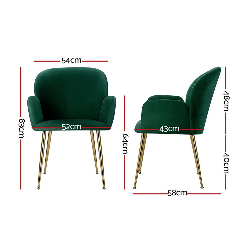 Dining Chairs Set of 4 Velvet Armchair Green - Furniture > Dining > Kitchen & Dining Chairs - Rivercity House & Home Co. (ABN 18 642 972 209) - Affordable Modern Furniture Australia