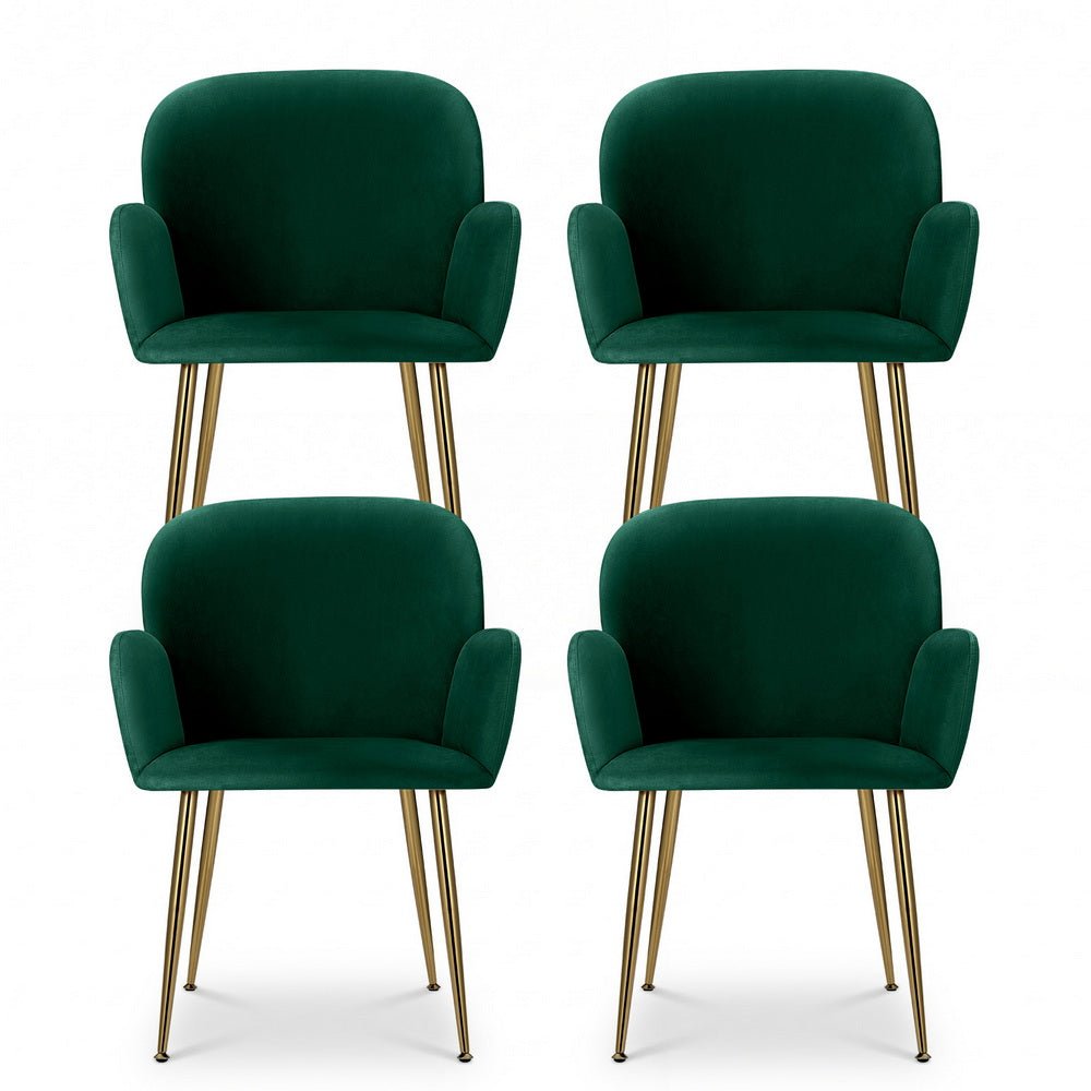 Dining Chairs Set of 4 Velvet Armchair Green - Furniture > Dining > Kitchen & Dining Chairs - Rivercity House & Home Co. (ABN 18 642 972 209) - Affordable Modern Furniture Australia