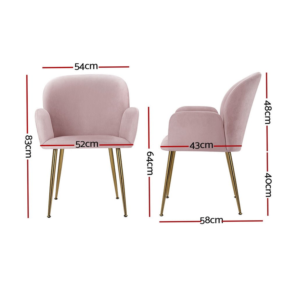 Dining Chairs Set of 4 Velvet Armchair Pink - Furniture > Dining > Kitchen & Dining Chairs - Rivercity House & Home Co. (ABN 18 642 972 209) - Affordable Modern Furniture Australia