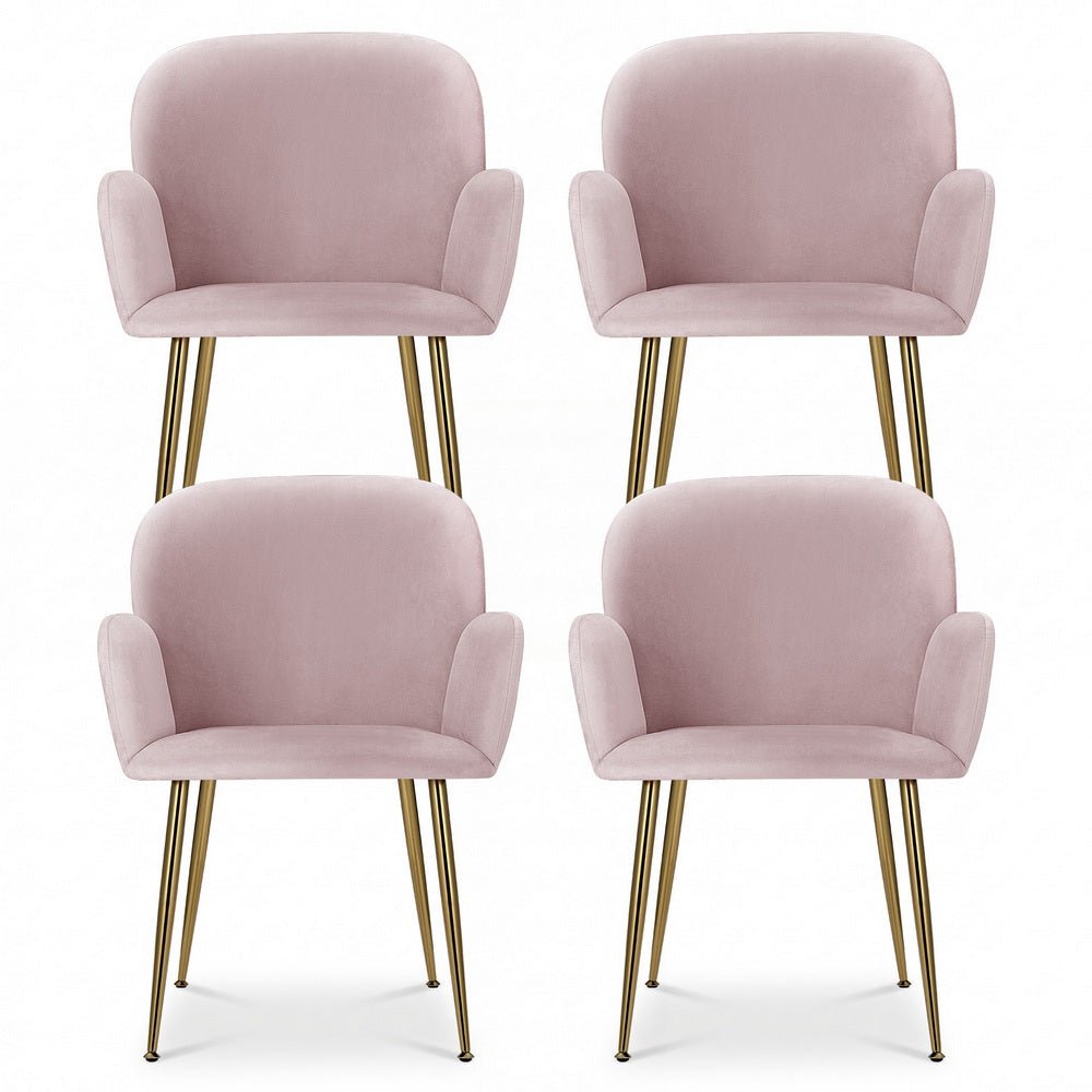 Dining Chairs Set of 4 Velvet Armchair Pink - Furniture > Dining > Kitchen & Dining Chairs - Rivercity House & Home Co. (ABN 18 642 972 209) - Affordable Modern Furniture Australia