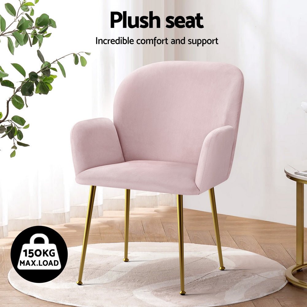 Dining Chairs Set of 4 Velvet Armchair Pink - Furniture > Dining > Kitchen & Dining Chairs - Rivercity House & Home Co. (ABN 18 642 972 209) - Affordable Modern Furniture Australia