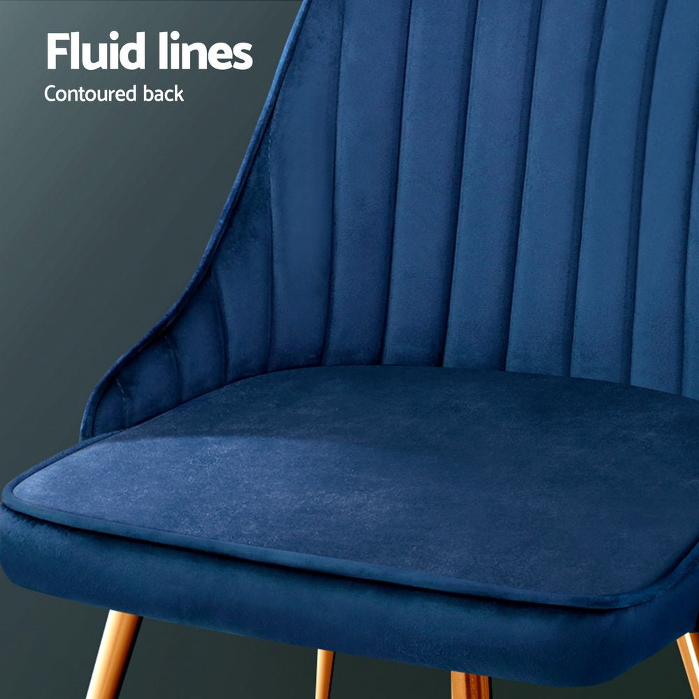 Dining Chairs Set of 4 Velvet Channel Tufted Blue - Furniture > Dining > Kitchen & Dining Chairs - Rivercity House & Home Co. (ABN 18 642 972 209) - Affordable Modern Furniture Australia