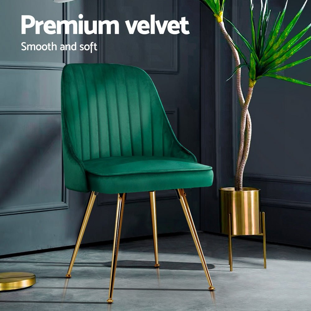Dining Chairs Set of 4 Velvet Channel Tufted Green - Furniture > Dining > Kitchen & Dining Chairs - Rivercity House & Home Co. (ABN 18 642 972 209) - Affordable Modern Furniture Australia