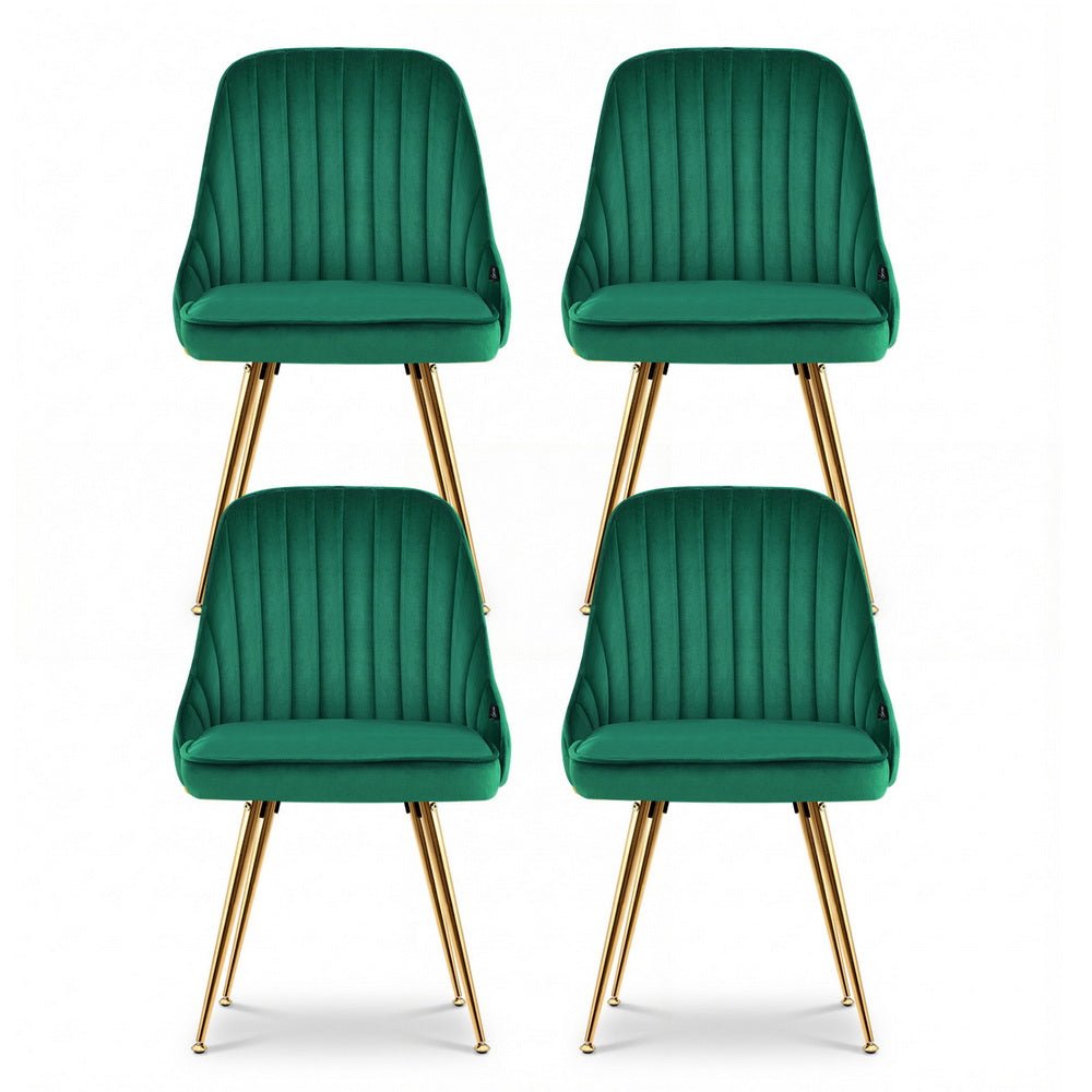 Dining Chairs Set of 4 Velvet Channel Tufted Green - Furniture > Dining > Kitchen & Dining Chairs - Rivercity House & Home Co. (ABN 18 642 972 209) - Affordable Modern Furniture Australia