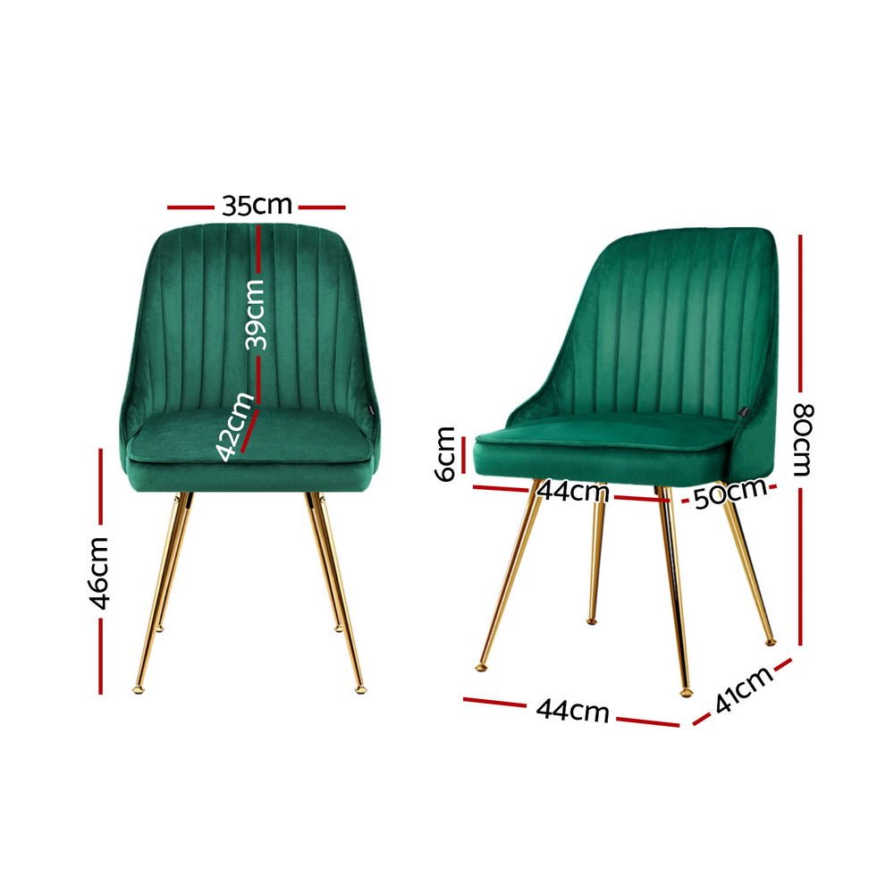 Dining Chairs Set of 4 Velvet Channel Tufted Green - Furniture > Dining > Kitchen & Dining Chairs - Rivercity House & Home Co. (ABN 18 642 972 209) - Affordable Modern Furniture Australia
