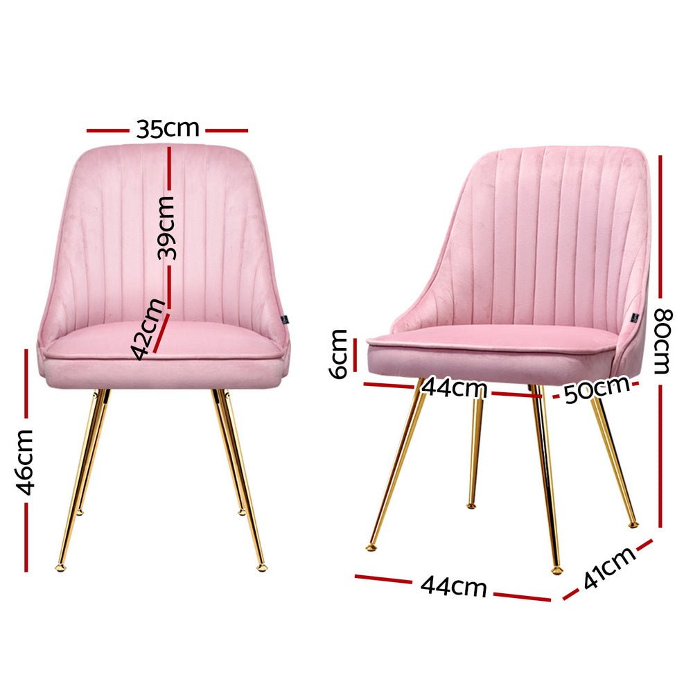 Dining Chairs Set of 4 Velvet Channel Tufted Pink - Furniture > Dining > Kitchen & Dining Chairs - Rivercity House & Home Co. (ABN 18 642 972 209) - Affordable Modern Furniture Australia