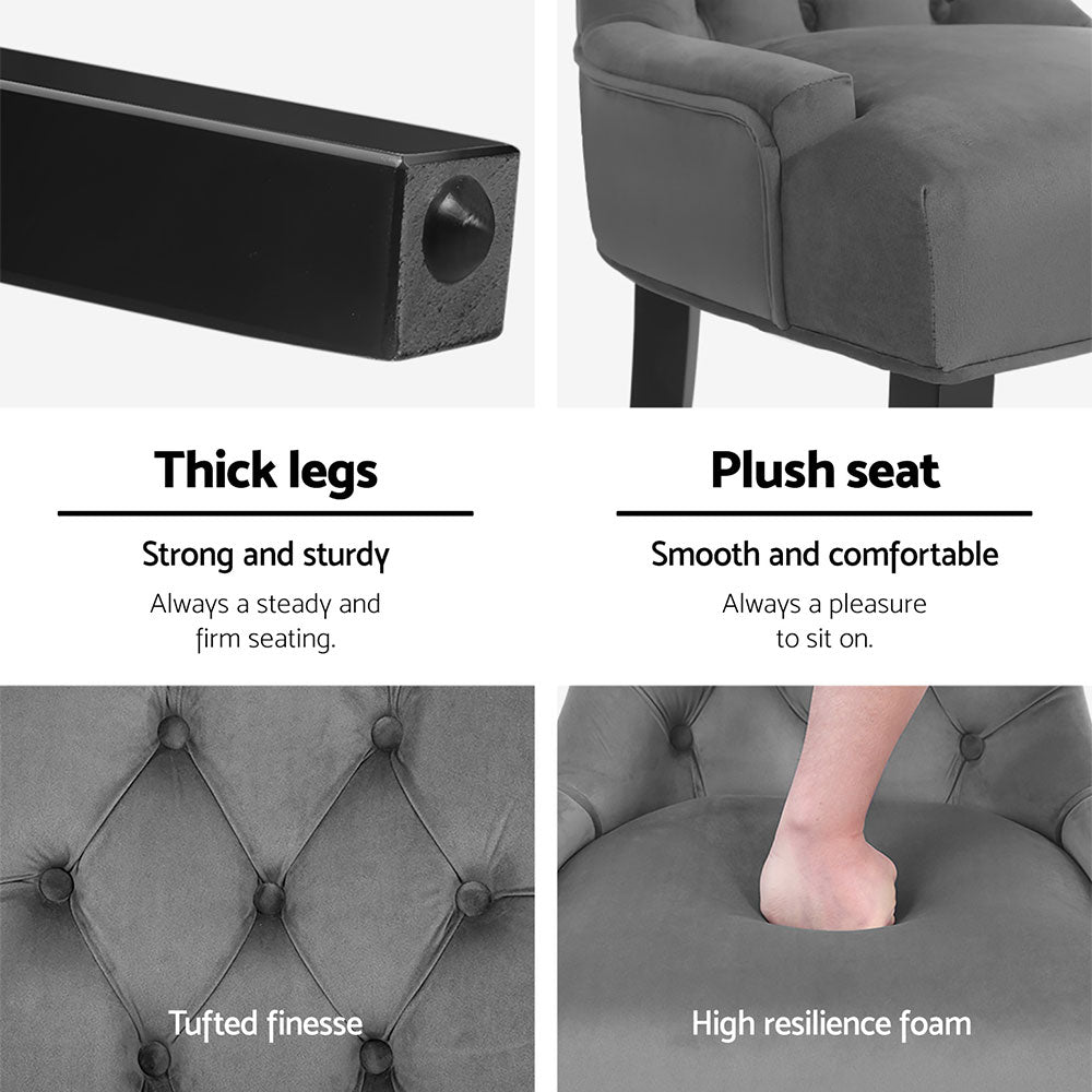 Dining Chairs Set of 4 Velvet French Provincial Grey - Furniture > Dining > Kitchen & Dining Chairs - Rivercity House & Home Co. (ABN 18 642 972 209) - Affordable Modern Furniture Australia