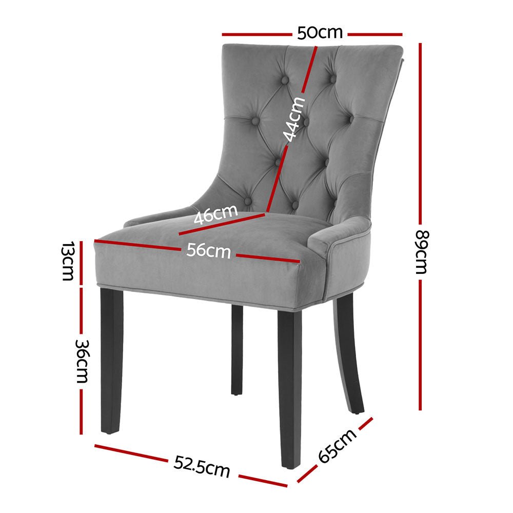Dining Chairs Set of 4 Velvet French Provincial Grey - Furniture > Dining > Kitchen & Dining Chairs - Rivercity House & Home Co. (ABN 18 642 972 209) - Affordable Modern Furniture Australia