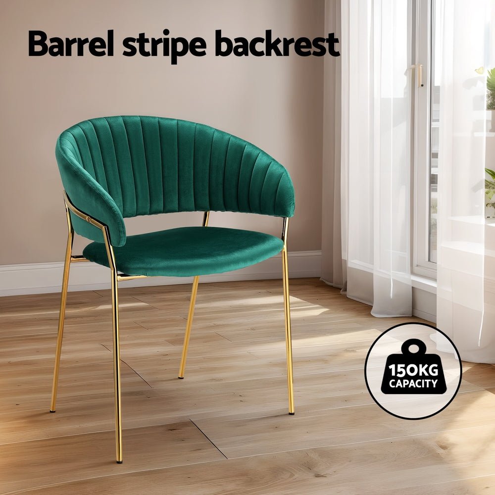 Dining Chairs Set of 4 Velvet Hollow Armchair Green - Furniture > Dining > Kitchen & Dining Chairs - Rivercity House & Home Co. (ABN 18 642 972 209) - Affordable Modern Furniture Australia