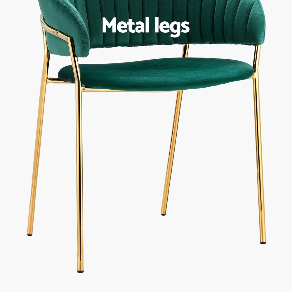 Dining Chairs Set of 4 Velvet Hollow Armchair Green - Furniture > Dining > Kitchen & Dining Chairs - Rivercity House & Home Co. (ABN 18 642 972 209) - Affordable Modern Furniture Australia