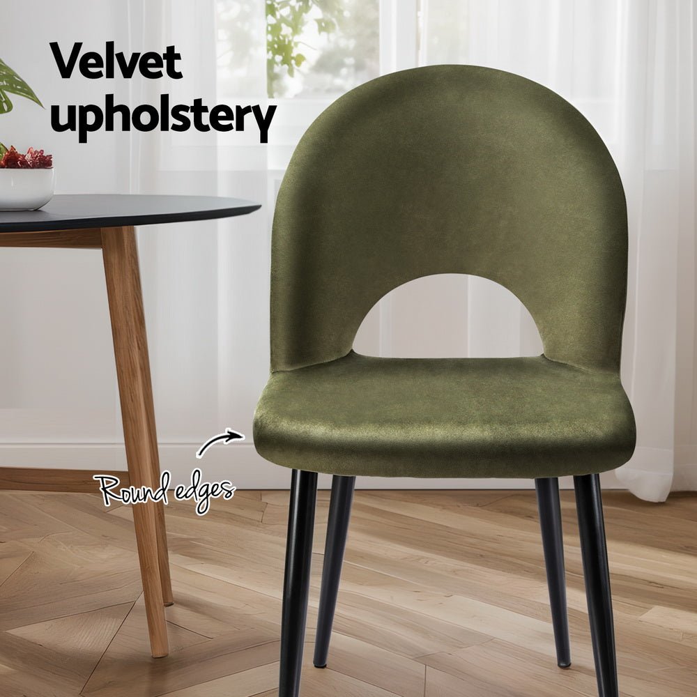 Dining Chairs Set of 4 Velvet Hollow Green - Furniture > Dining > Kitchen & Dining Chairs - Rivercity House & Home Co. (ABN 18 642 972 209) - Affordable Modern Furniture Australia