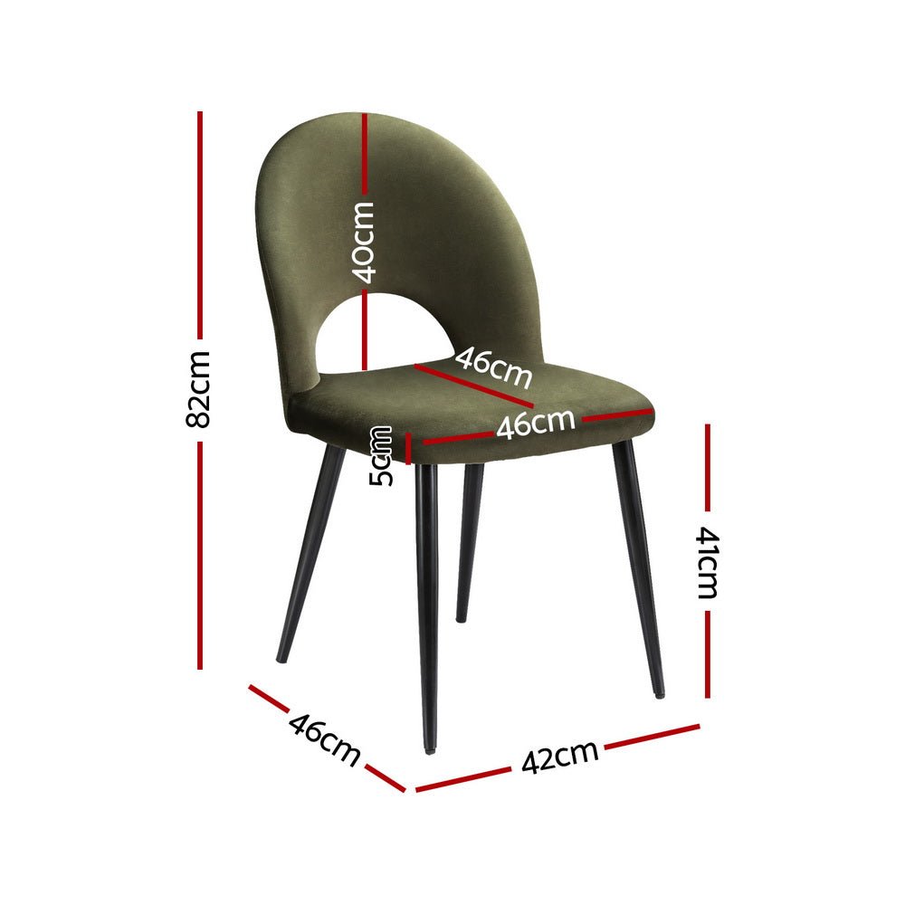 Dining Chairs Set of 4 Velvet Hollow Green - Furniture > Dining > Kitchen & Dining Chairs - Rivercity House & Home Co. (ABN 18 642 972 209) - Affordable Modern Furniture Australia