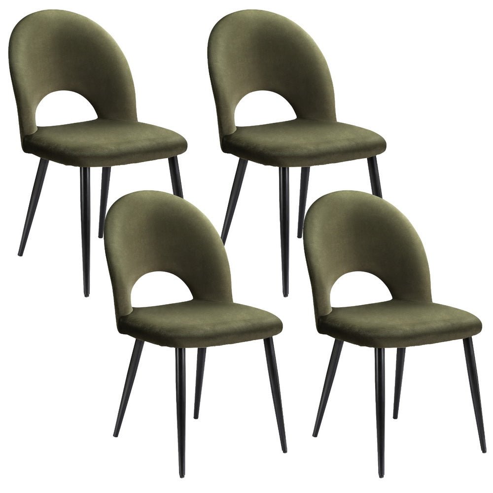 Dining Chairs Set of 4 Velvet Hollow Green - Furniture > Dining > Kitchen & Dining Chairs - Rivercity House & Home Co. (ABN 18 642 972 209) - Affordable Modern Furniture Australia