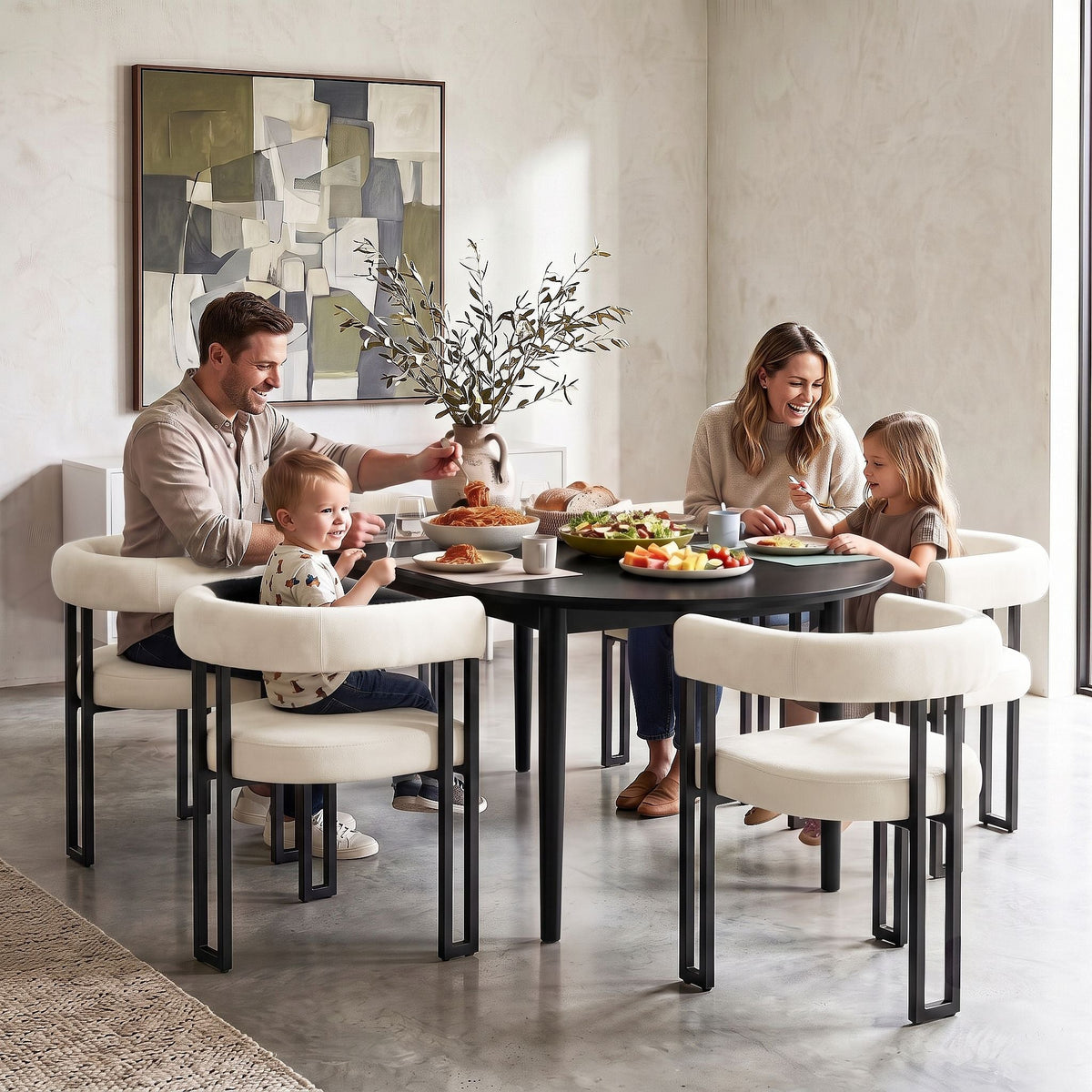 Dining Chairs Set of 4 Velvet Upholstered Barrel Chairs with Curved Armrests & Back Beige - Furniture > Dining > Kitchen & Dining Chairs - Rivercity House & Home Co. (ABN 18 642 972 209) - Affordable Modern Furniture Australia