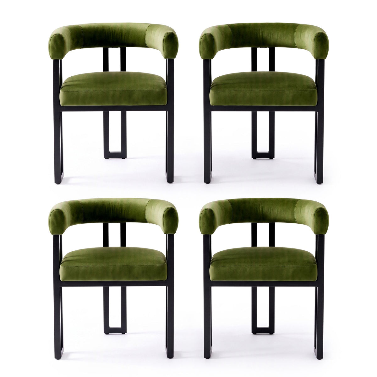 Dining Chairs Set of 4 Velvet Upholstered Barrel Chairs with Curved Armrests & Back Green - Furniture > Dining > Kitchen & Dining Chairs - Rivercity House & Home Co. (ABN 18 642 972 209) - Affordable Modern Furniture Australia