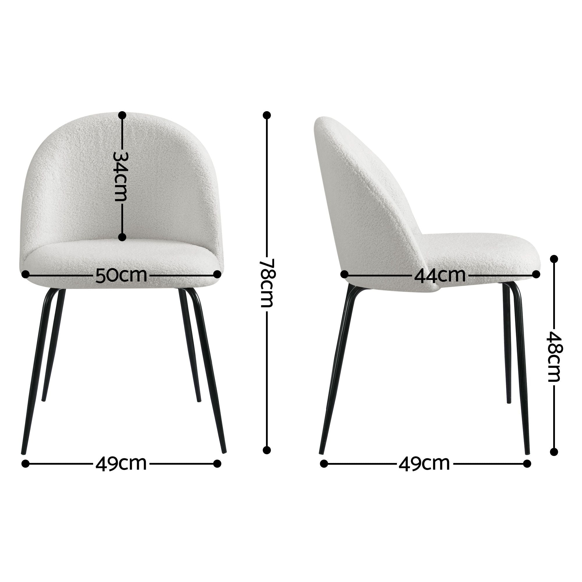 Dining Chairs Set of 6 Sherpa Boucle White - Furniture > Dining > Kitchen & Dining Chairs - Rivercity House & Home Co. (ABN 18 642 972 209) - Affordable Modern Furniture Australia