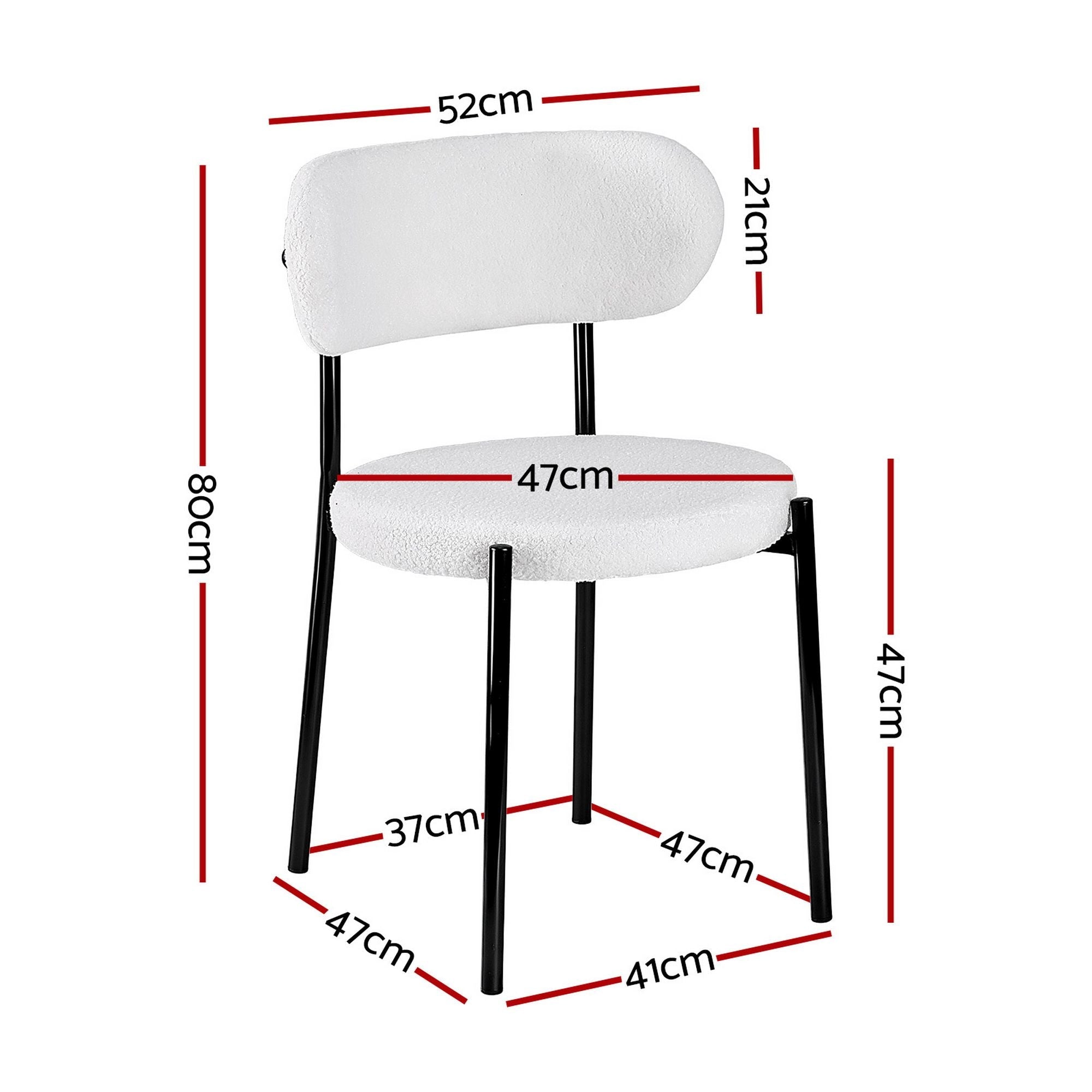 Dining Chairs Set of 6 Sherpa Boucle White - Furniture > Dining > Kitchen & Dining Chairs - Rivercity House & Home Co. (ABN 18 642 972 209) - Affordable Modern Furniture Australia