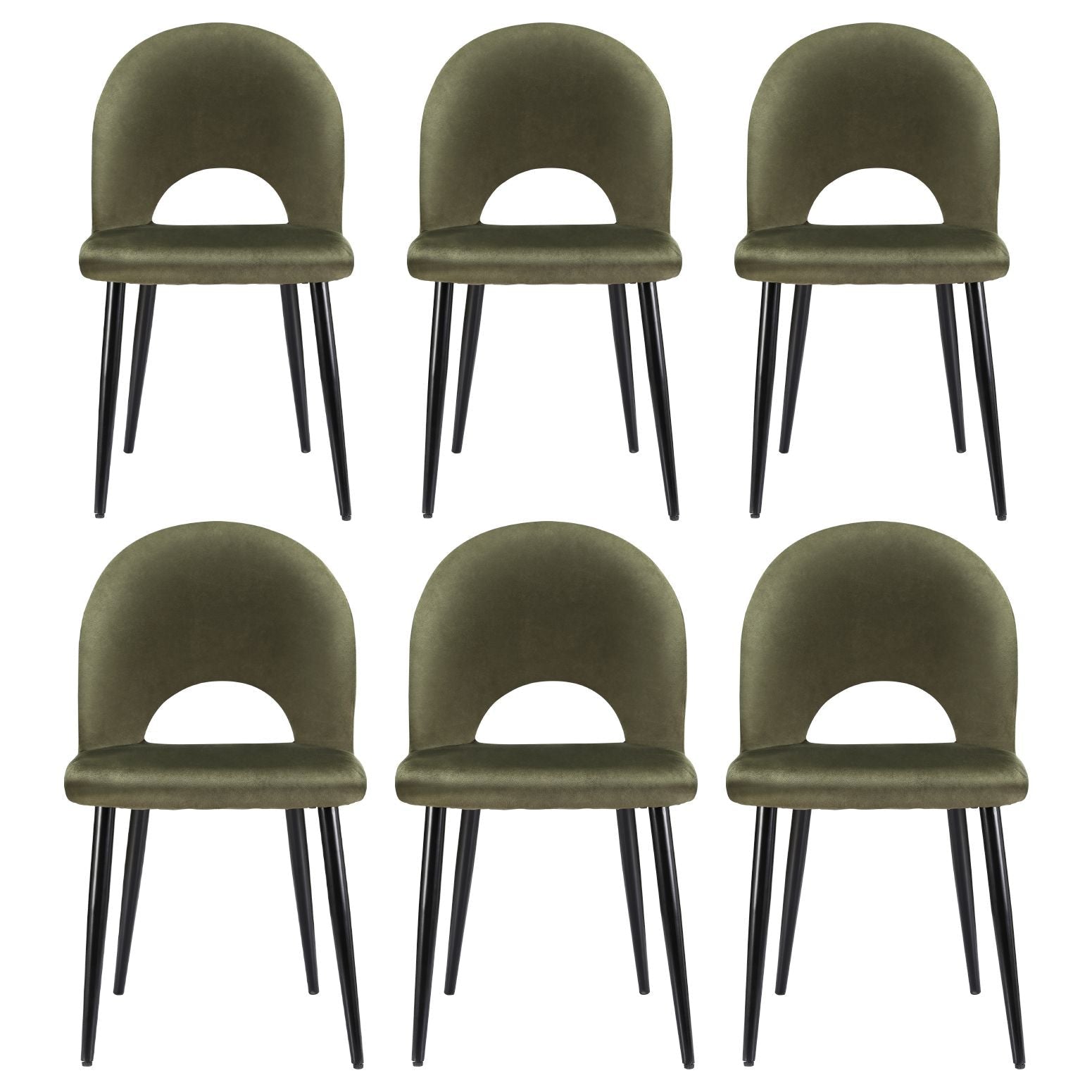 Dining Chairs Set of 6 Velvet Hollow Green - Furniture > Dining > Kitchen & Dining Chairs - Rivercity House & Home Co. (ABN 18 642 972 209) - Affordable Modern Furniture Australia