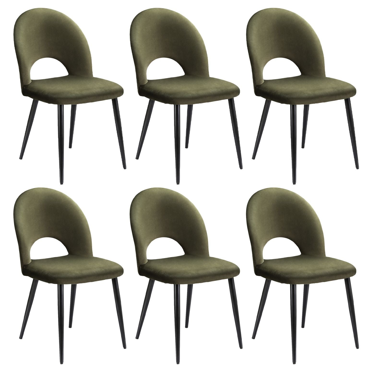 Dining Chairs Set of 6 Velvet Hollow Green - Furniture > Dining > Kitchen & Dining Chairs - Rivercity House & Home Co. (ABN 18 642 972 209) - Affordable Modern Furniture Australia