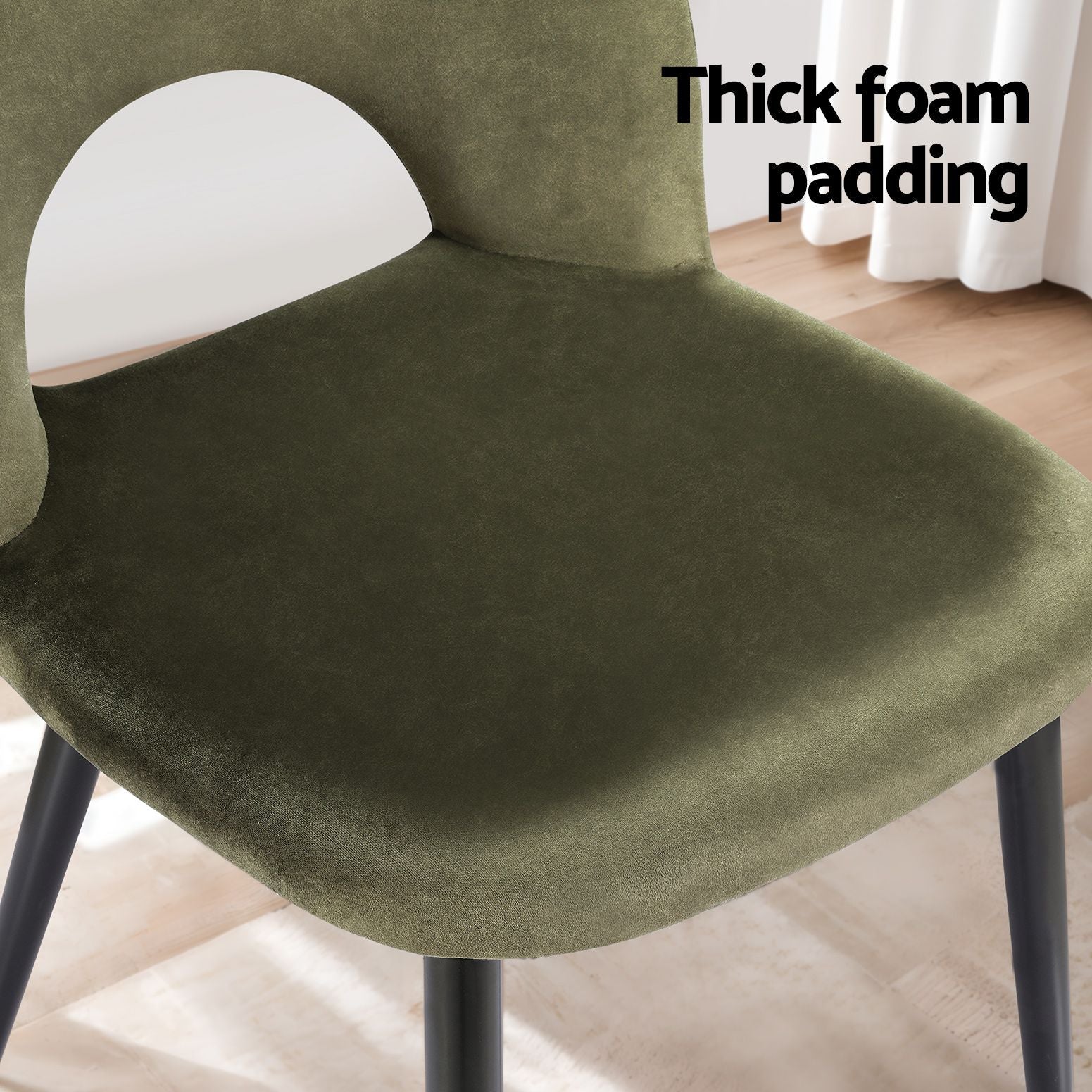 Dining Chairs Set of 6 Velvet Hollow Green - Furniture > Dining > Kitchen & Dining Chairs - Rivercity House & Home Co. (ABN 18 642 972 209) - Affordable Modern Furniture Australia