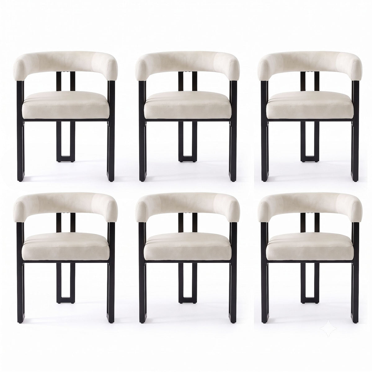 Dining Chairs Set of 6 Velvet Upholstered Barrel Chairs with Curved Armrests & Back Beige - Furniture > Dining > Kitchen & Dining Chairs - Rivercity House & Home Co. (ABN 18 642 972 209) - Affordable Modern Furniture Australia