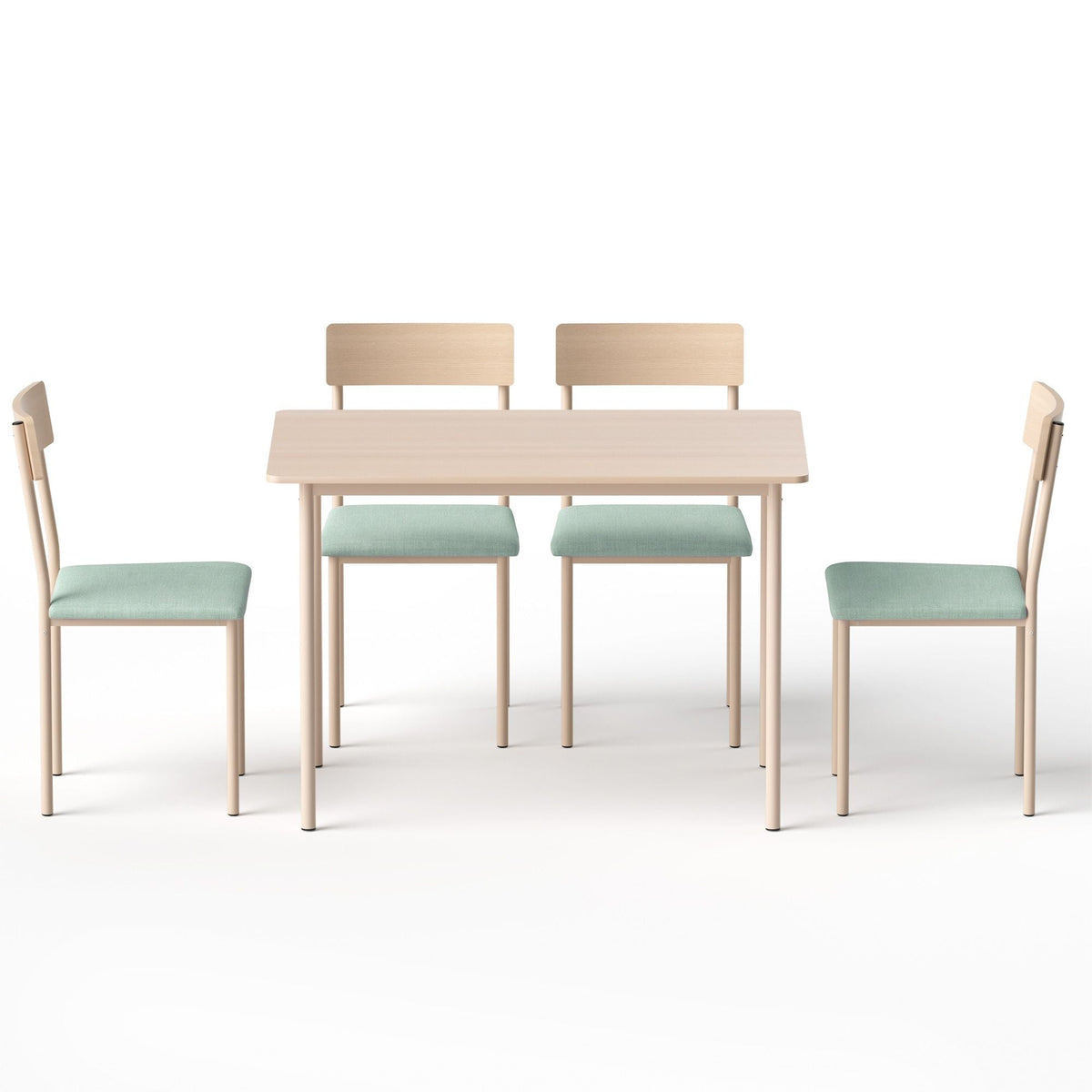 Dining Table and 4 Chairs Set Compact Kitchen Furniture - Natural Light Green - Furniture > Dining > Dining Set - Rivercity House & Home Co. (ABN 18 642 972 209) - Affordable Modern Furniture Australia