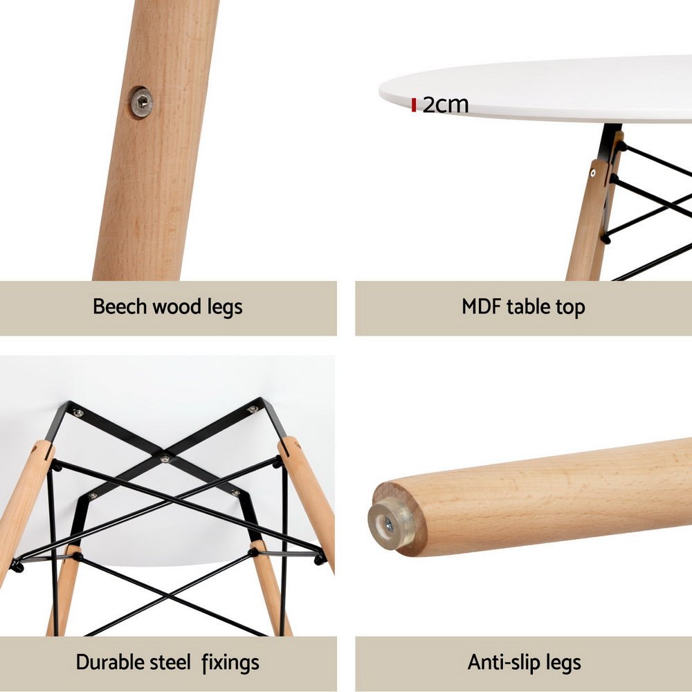 Dining Table and 4 Chairs Set DSW White - Furniture > Dining > Dining Tables - Rivercity House & Home Co. (ABN 18 642 972 209) - Affordable Modern Furniture Australia