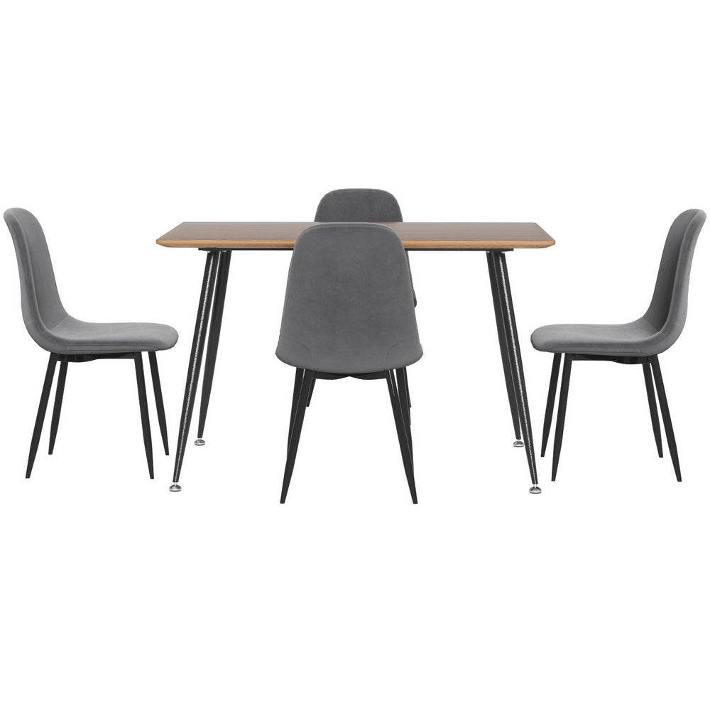 Dining Table and 4 Chairs Set Grey Metal - Furniture > Dining > Dining Set - Rivercity House & Home Co. (ABN 18 642 972 209) - Affordable Modern Furniture Australia