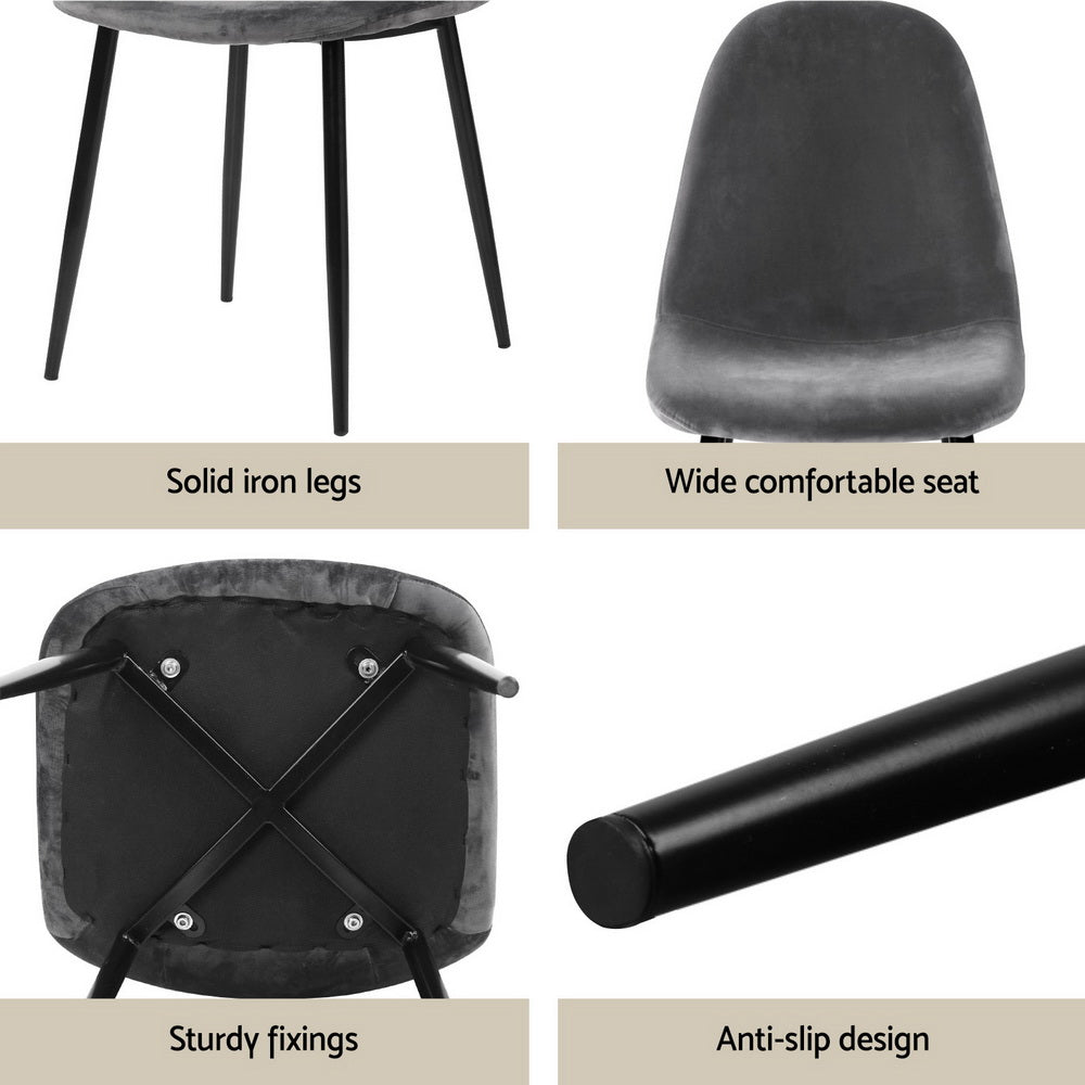 Dining Table and 4 Chairs Set Grey Metal - Furniture > Dining > Dining Set - Rivercity House & Home Co. (ABN 18 642 972 209) - Affordable Modern Furniture Australia