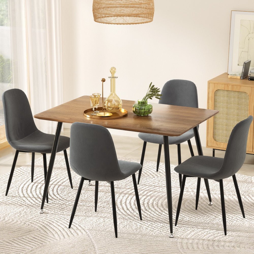 Dining Table and 4 Chairs Set Grey Metal - Furniture > Dining > Dining Set - Rivercity House & Home Co. (ABN 18 642 972 209) - Affordable Modern Furniture Australia