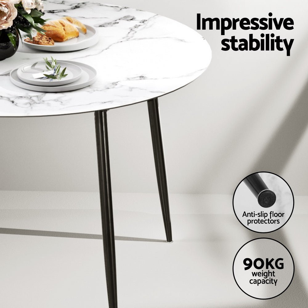 Dining Table and 4 Chairs Set Marble Black - Furniture > Dining > Dining Set - Rivercity House & Home Co. (ABN 18 642 972 209) - Affordable Modern Furniture Australia