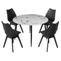 Dining Table and 4 Chairs Set Marble Black