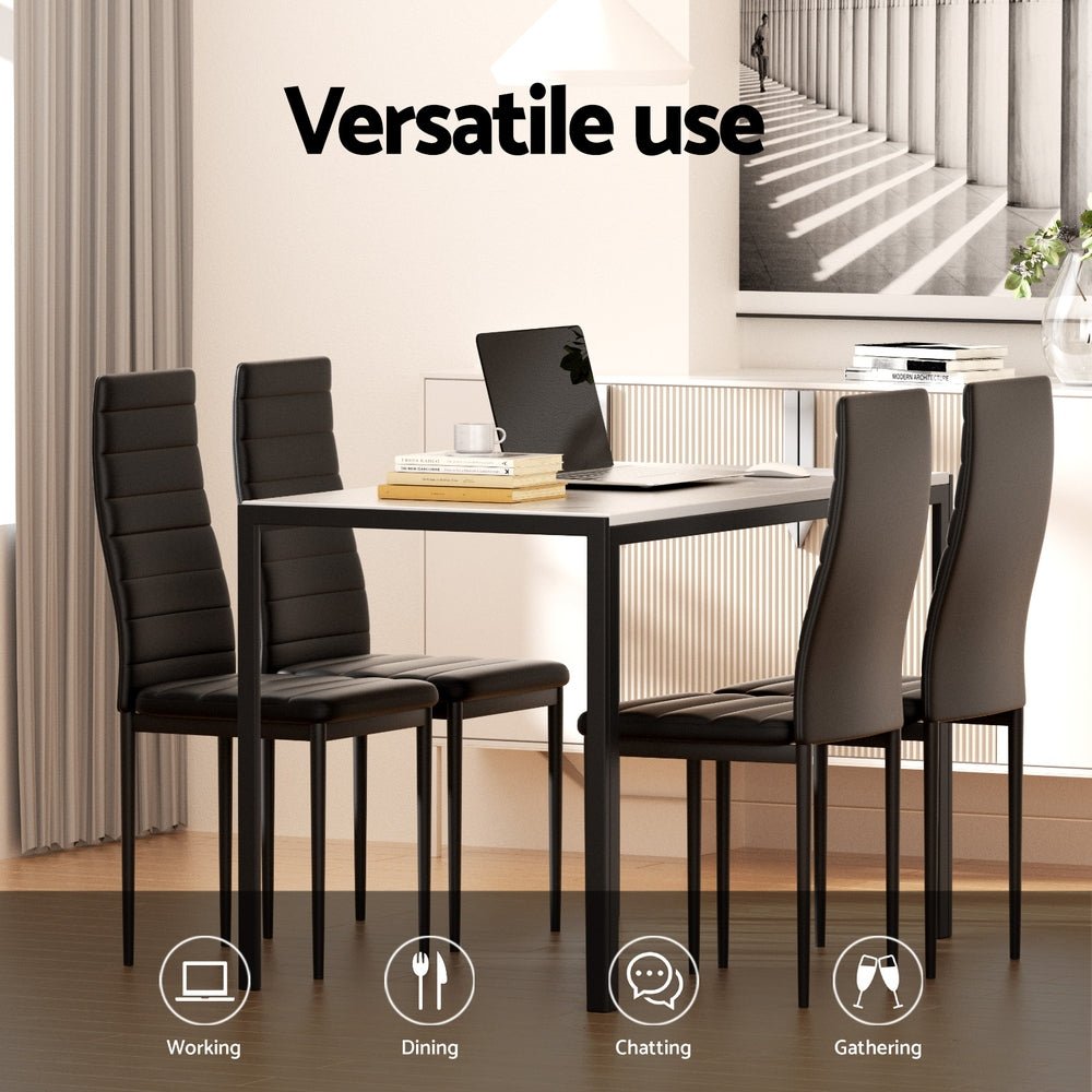 Dining Table and 4 Chairs Set Marble Effect - Furniture > Dining > Dining Set - Rivercity House & Home Co. (ABN 18 642 972 209) - Affordable Modern Furniture Australia