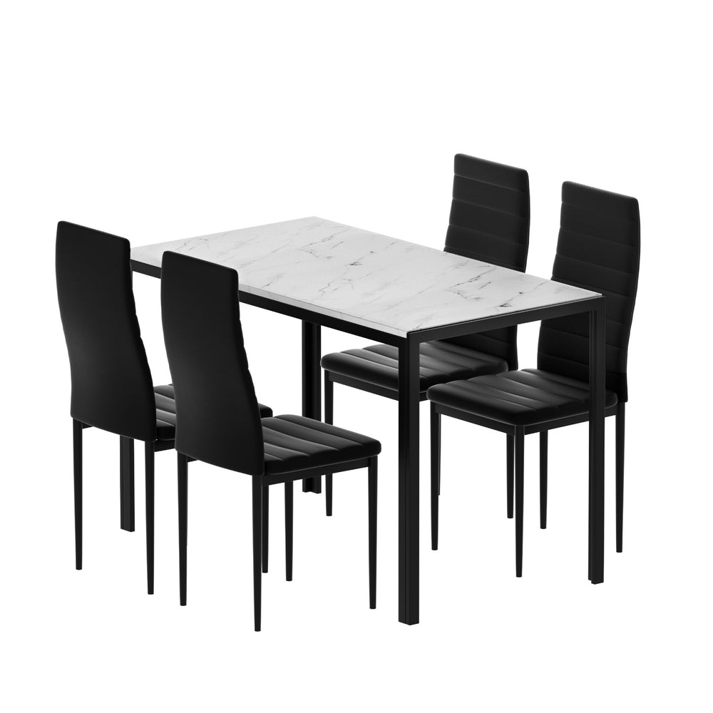 Dining Table and 4 Chairs Set Marble Effect - Furniture > Dining > Dining Set - Rivercity House & Home Co. (ABN 18 642 972 209) - Affordable Modern Furniture Australia