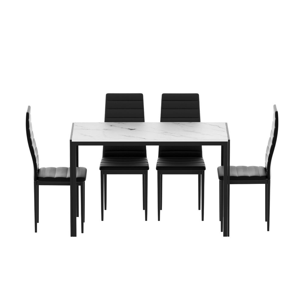 Dining Table and 4 Chairs Set Marble Effect - Furniture > Dining > Dining Set - Rivercity House & Home Co. (ABN 18 642 972 209) - Affordable Modern Furniture Australia