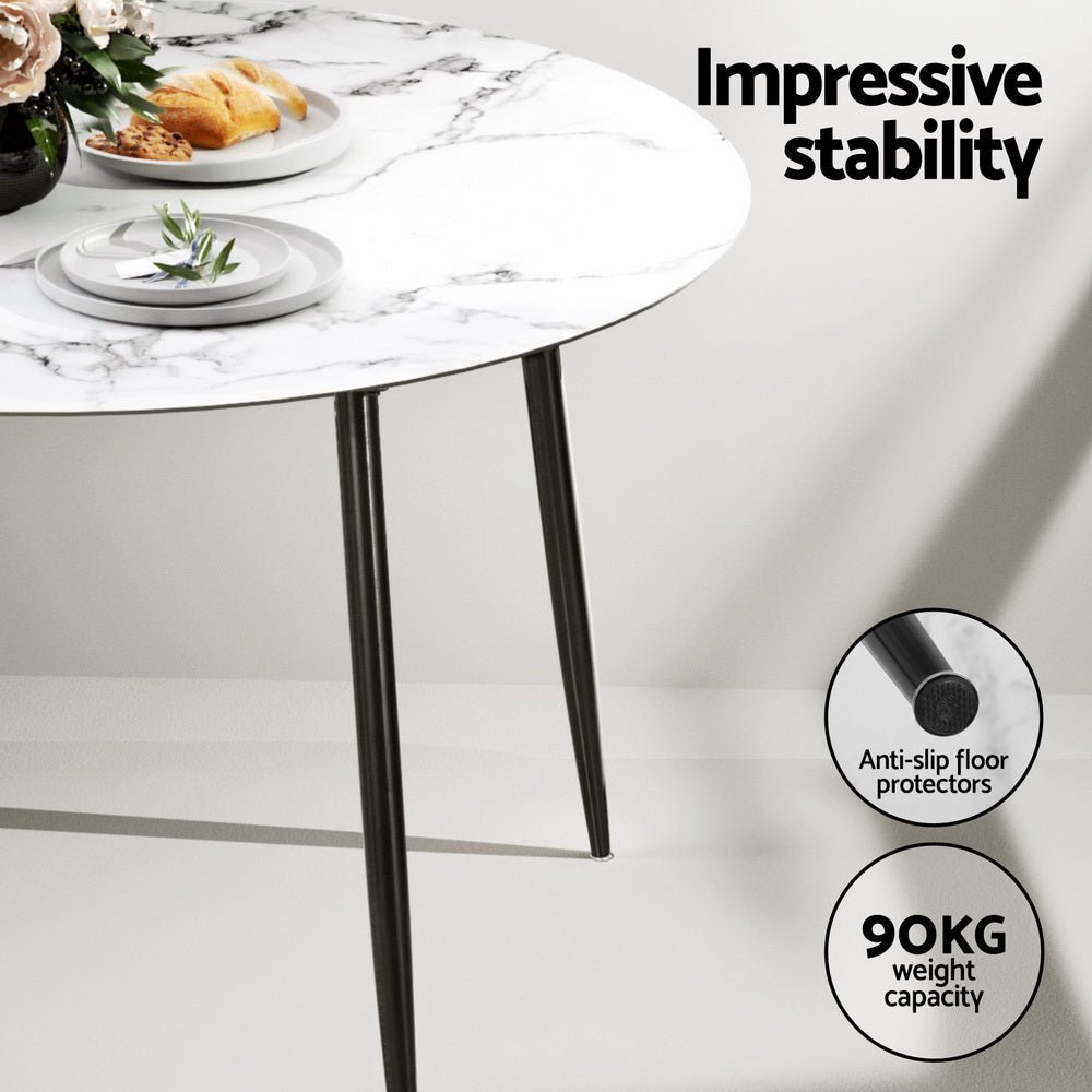 Dining Table and 4 Chairs Set Marble Grey - Furniture > Dining > Dining Set - Rivercity House & Home Co. (ABN 18 642 972 209) - Affordable Modern Furniture Australia